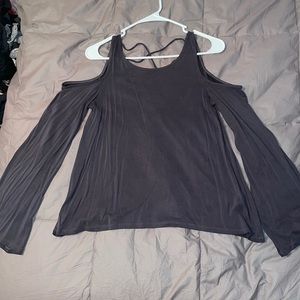 Dark grey Hollister long sleeve cut off shoulder top